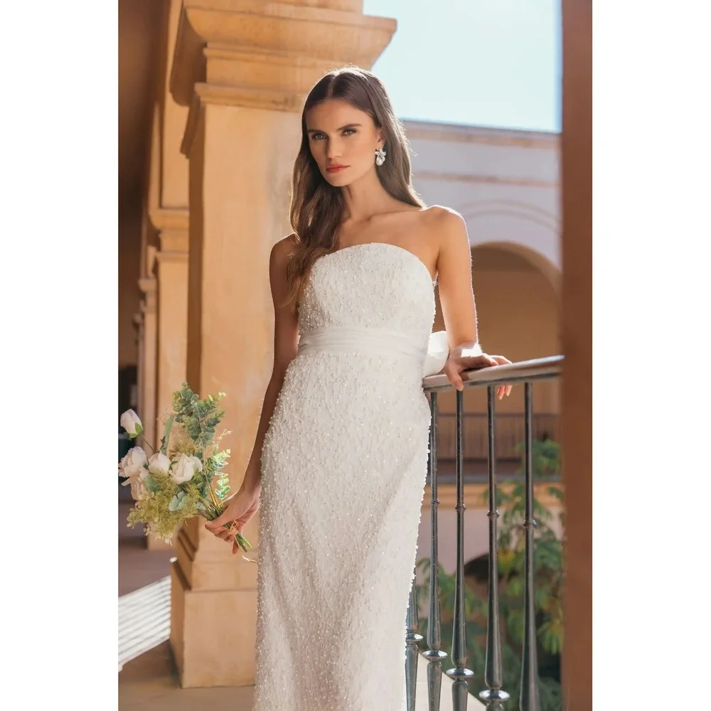 NWT Mac Duggal Ivory Strapless Beaded Bow Back Midi Dress‎ $498 - Size 6